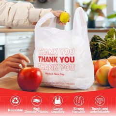 Grocery T Shirt Bags 60 Pack Thank You Plastic Shopping Carry Bags