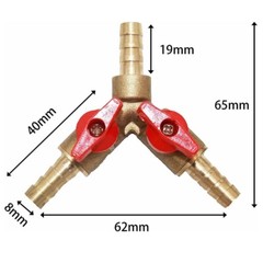5/16″ Hose Barb Y shape 3 way Union Split Brass Shut off Ball Valve Fitting N888