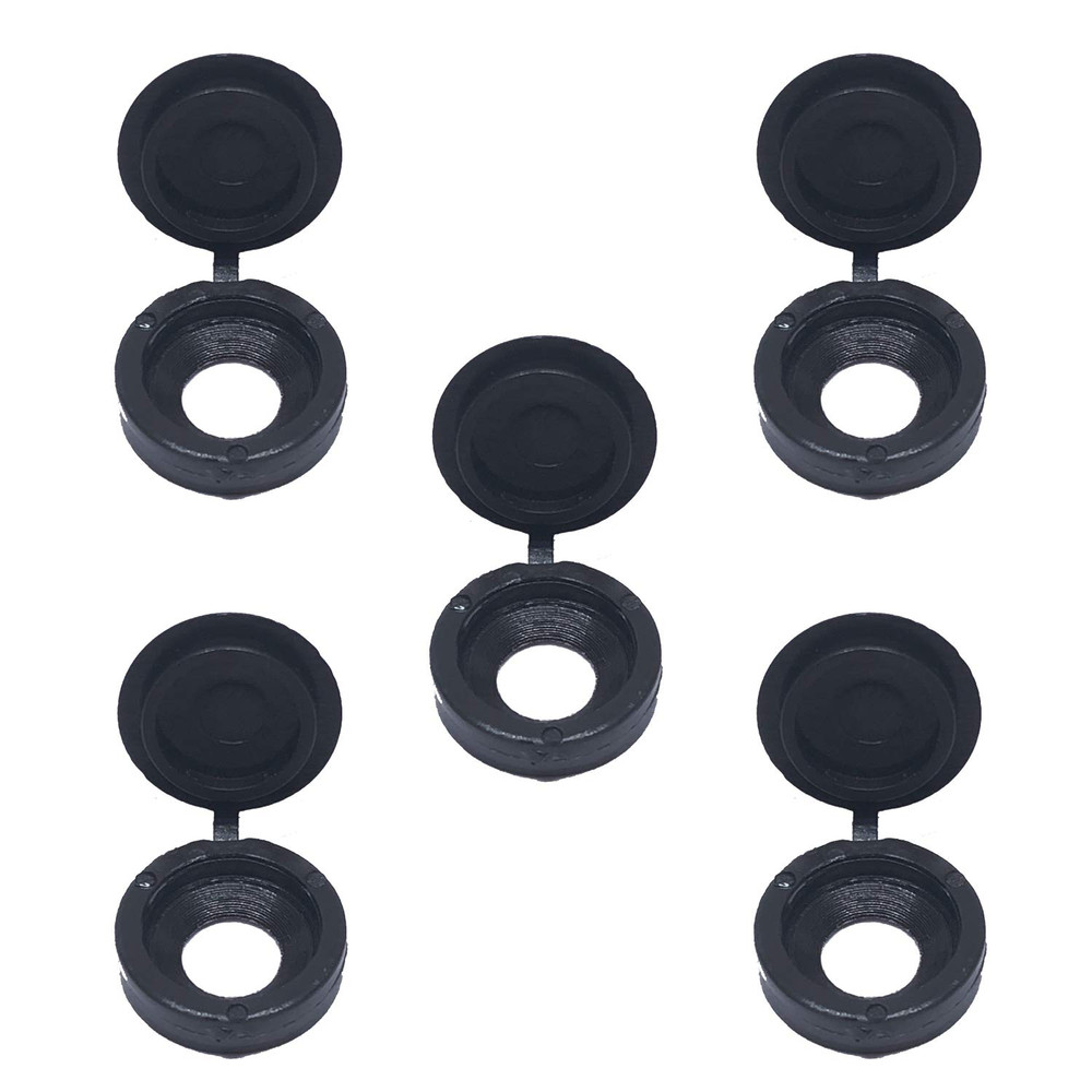 50 pcs Plastic Hinged Screw Cover Caps Washer Flip Tops (Black)