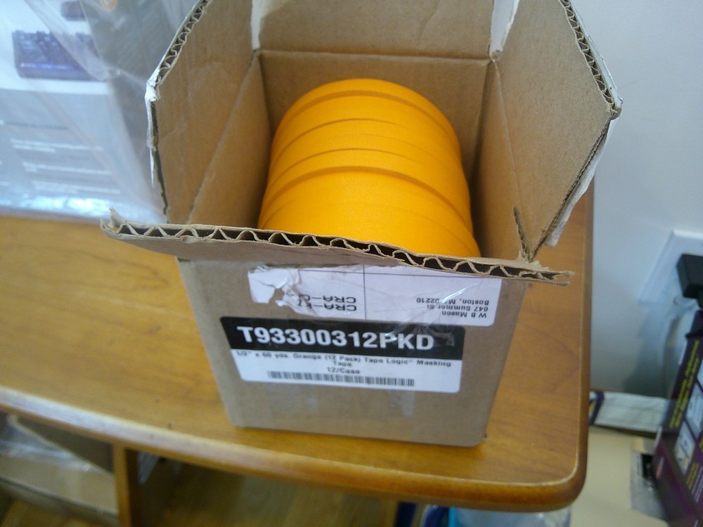 Tape Logic ORANGE Masking Tape 1/2″ X 60 yards T93300312PKD 12 Rolls FOR TRIM