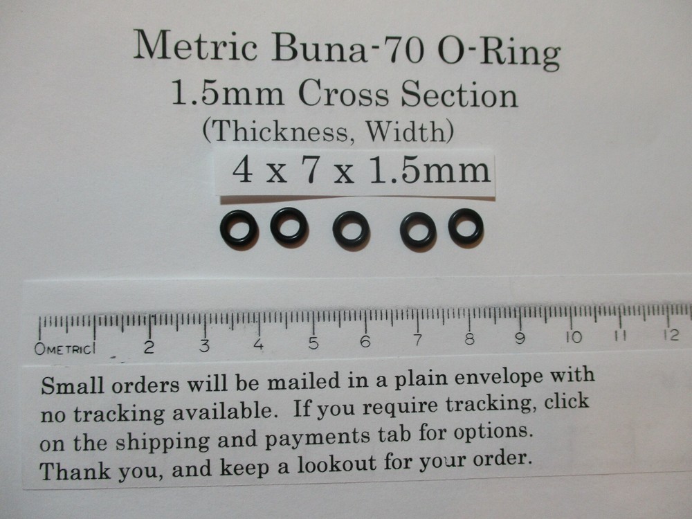 4mm ID x 7mm OD x 1.5mm thick O-ring. Buna-70. Quan 5..