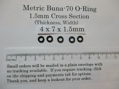 4mm ID x 7mm OD x 1.5mm thick O-ring. Buna-70. Quan 5..
