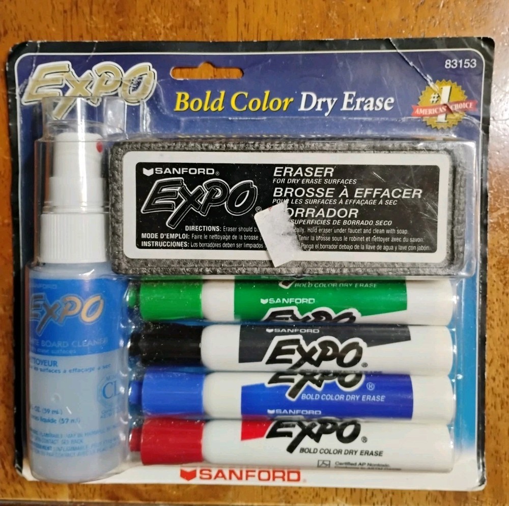 Vintage 2000 Sanford Expo Bold Color Dry Erase Markers Cleaner Eraser Tested