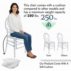 Set of 3 Crystal Clear Acrylic Chiavari Wedding Chairs with Cushions for Event