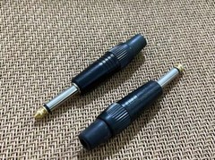 4pcs Gold NP2X-B 1/4” Inch Instrument Jack Plug. Black Shell, Mono Connector