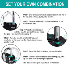 Padlock, Combination Lock 4 Digits, Outdoor Padlock Weatherproof for Gym Locker,