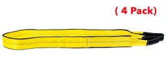 4 Pk 2″x6′ Web Sling – 6400 LBS WLL Vertical – 2-Ply Eyelets Tow Lifting Straps