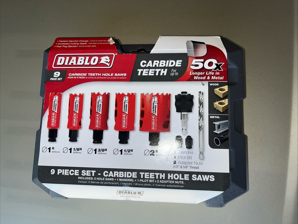 Diablo DHS09SGPCT 9 pc General Purpose Carbide Teeth Hole Saw Set