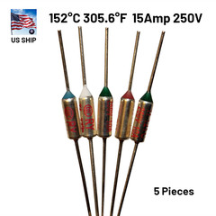 5 Pieces Thermal Fuse Cutoff RY TF | 152°C 305.6°F | 15Amp | 250V A31 | US Ship
