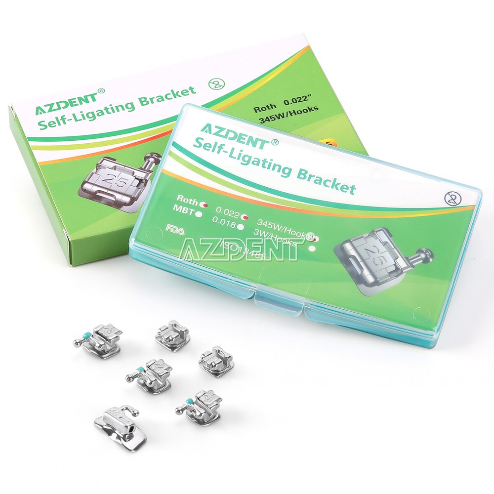 AZDENT Dental Orthodontic Self Ligating Brackets Braces Mini Roth 0.022 Hook 345