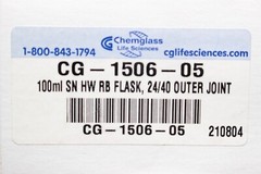 100 mL Heavy Wall Round Bottom Flask RBF 24/40 Outer Chemglass CG-1506-05