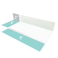 Small 9 inch Floating Metal Wall Shelf (3M Adhesive or Screws), White
