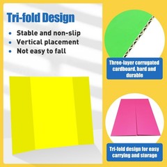 3 pcs Small Neon Trifold Poster Board 16 x 24 Inches, Bright Color Tri Fold D…