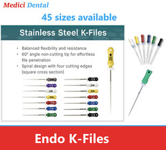 Dental Endo Root Canal File K-files 25mm 21mm 31mm #15/40 & #45/80 Made in USA
