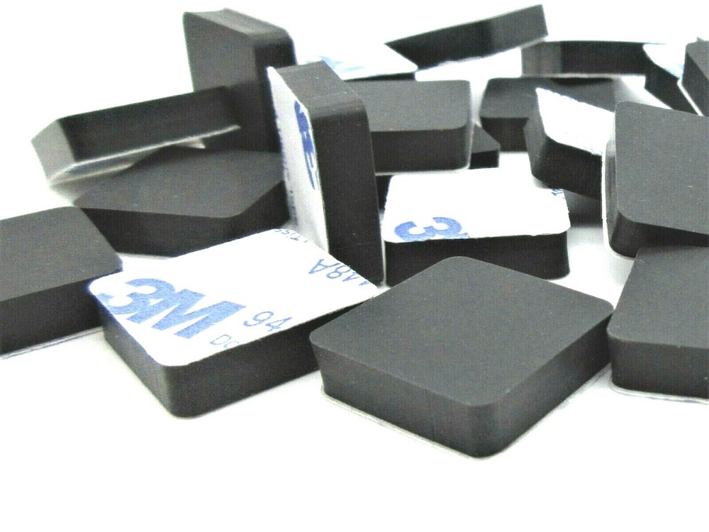 1″ Square x 3/16″ Tall Silicone Rubber Feet with 3M Adhesive for Jigs & Benches