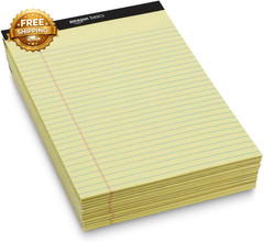 Wide Ruled Lined Writing Pads 8.5″ X 11.75″ Canary 12-Pack of 50 Perforated Shee