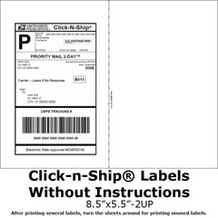 200 Click-N-Ship labels with peal or tear off receipt – USA MADE!