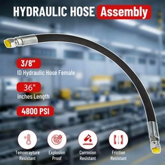 18″/24″/36″ – 3/8″ Hydraulic Hose #6 JIC Female Straight Swivel Fittings