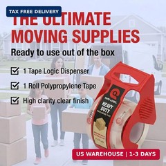 Tape Logic Heavy Duty Packing Tape with Dispenser (2 Pack) – 2.6 Mil Thick Clear