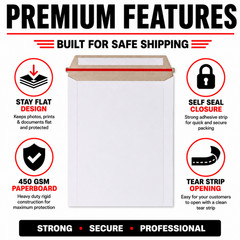 11×13.5 Rigid Photo Mailers Self Seal Stay Flat Cardboard Envelopes