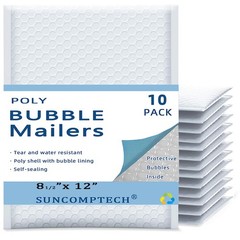#2 8.5×12 8.5×11 Poly Bubble Mailer Padded Envelope Shipping Bag White 10-1000