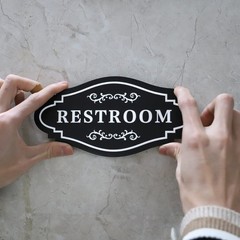 FXRN Restroom Sign,restroom signs for 4×8 inches, Black/White