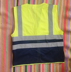 Likai XL Hi-Vis Yellow Mesh Safety Vest Zip Front Gray Reflective Stripes