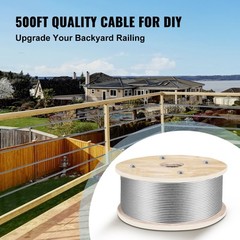 VEVOR T316 500Ft Stainless Steel Cable 3/16″ Cable Railing Wire Rope Cable 1×19