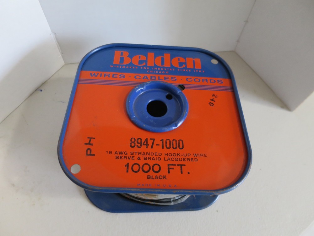 Belden 8947-1000 18 AWG Stranded Hook-Up Wire 1000 Ft Serve Braid Lacquered USA