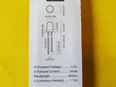 Blue LED Light Bulb InGaN/sapphire 3mm 3.2V 30mA 30° Angle 10 25 50 Count Diode