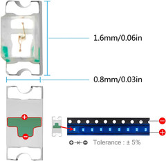 0603 SMD LED Diode Lights Assorted Kit (Mini Chip 1.6Mm X 0.8Mm for PCB DC