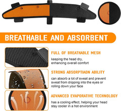 Hard Hat Sweatband and Top Pad for Safety Helmet, Washable Hard Hat Cooling
