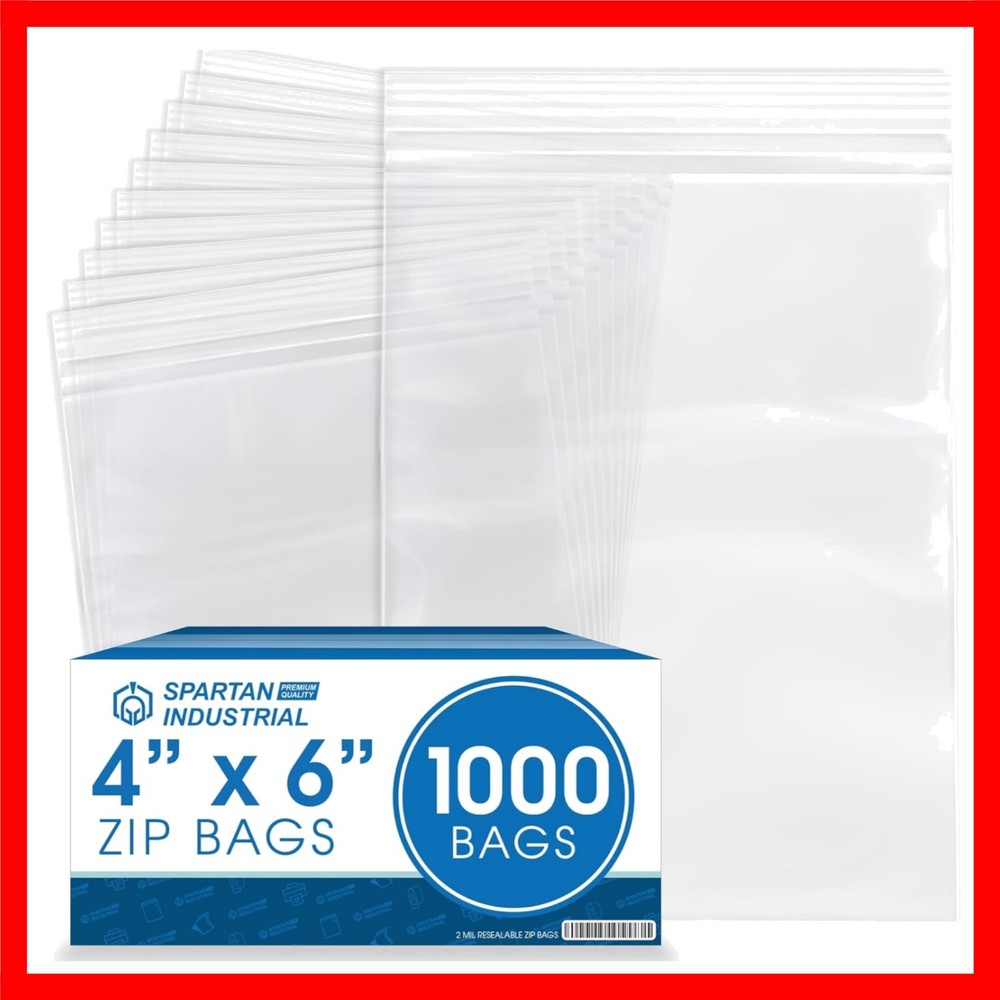 4” X 6” 1000 Count 2 Mil Clear Reclosable Zip Plastic Poly Bags with Resealab…