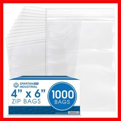 4” X 6” 1000 Count 2 Mil Clear Reclosable Zip Plastic Poly Bags with Resealab…