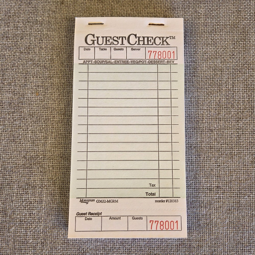 Monogram G3632-MGRM Guest Check Books – 50 Books/2500 Pages Total Restaurant
