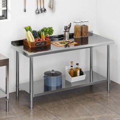 Large Work Table Undershelf 60×24″ Stainless Steel Commercial Kitchen Backsplash