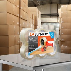 Sure-Max 6 Rolls Heavy-Duty Shipping & Packing Tape (2″ x 60 6 Rolls, Clear