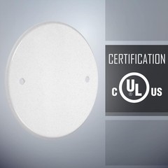 5 Inch Round Blank Cover Plate – White Metallic Metal Box Mount Decorator Style