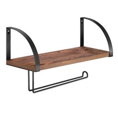 BTY Paper Towel Holder Wall Mount Farmhouse Wood Paper Towel Holder with Shel…