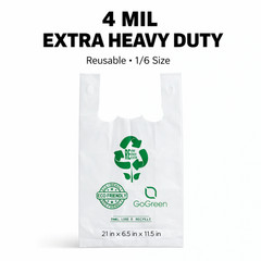 White 4 Mil Reusable Grocery T-Shirt Bags 1/6 21×6.5×11.5 Heavy Duty