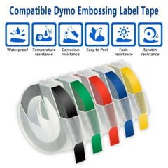 3D Plastic Embossing Label Tape Refill 9mm for DYMO 12965 1610 Motex Label Maker