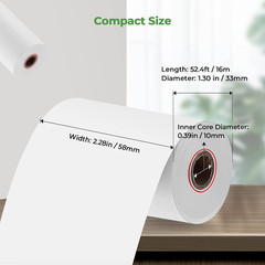 2 1/4 x 50ft Thermal Paper (10 Rolls), BPA Free Receipt Paper, 58mm Thermal Rece