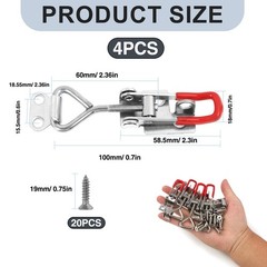 4 PCS 4001 Toggle Latch Clamp with Lock Hole, 304 Stainless Steel Draw Latche…
