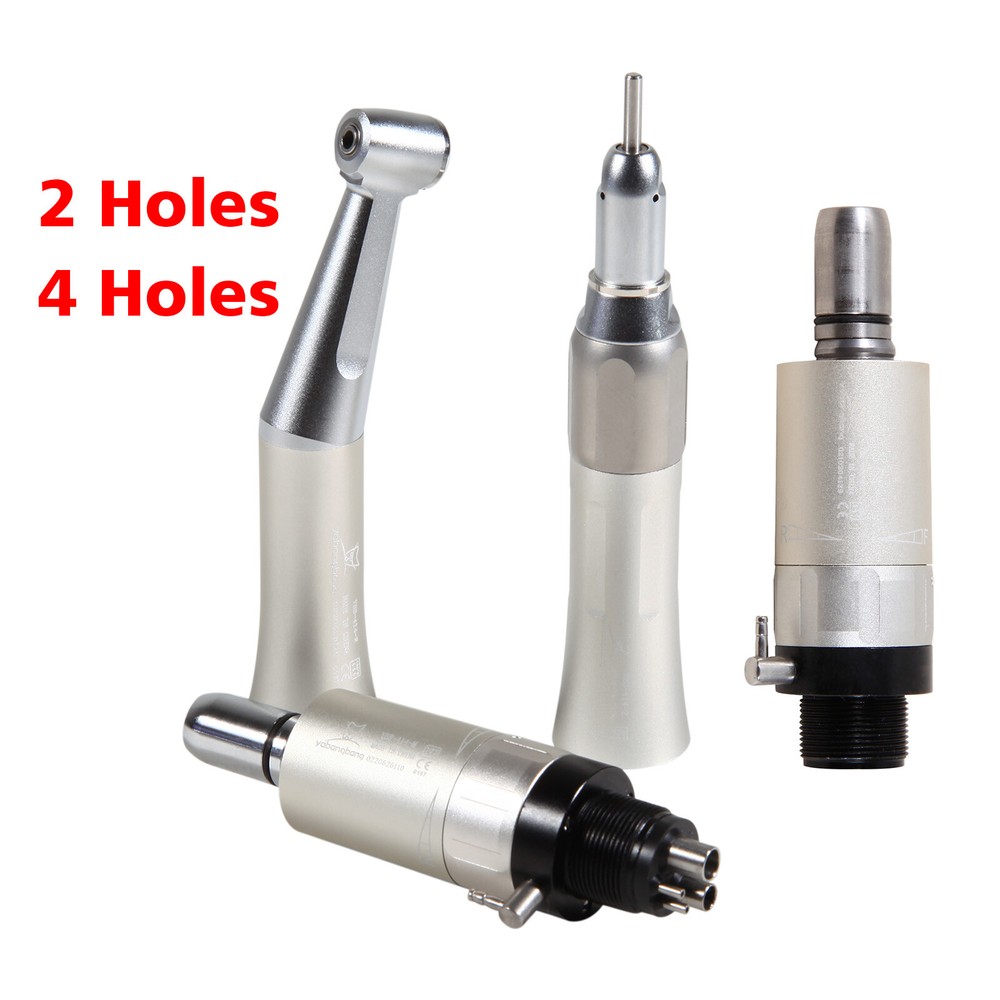 NSK Style Dental Low Speed Handpiece Straight Contra Angle Air Motor Kit 2/4Hole