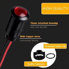 12mm 12V 24V LED Indicator Light Black Plastic Signal Dot Lamp 1/2 Inch