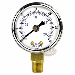 1/8″ NPT Air Compressor / Hydraulic Pressure Gauge 0-30 PSI Side Mount 1.5″ Face