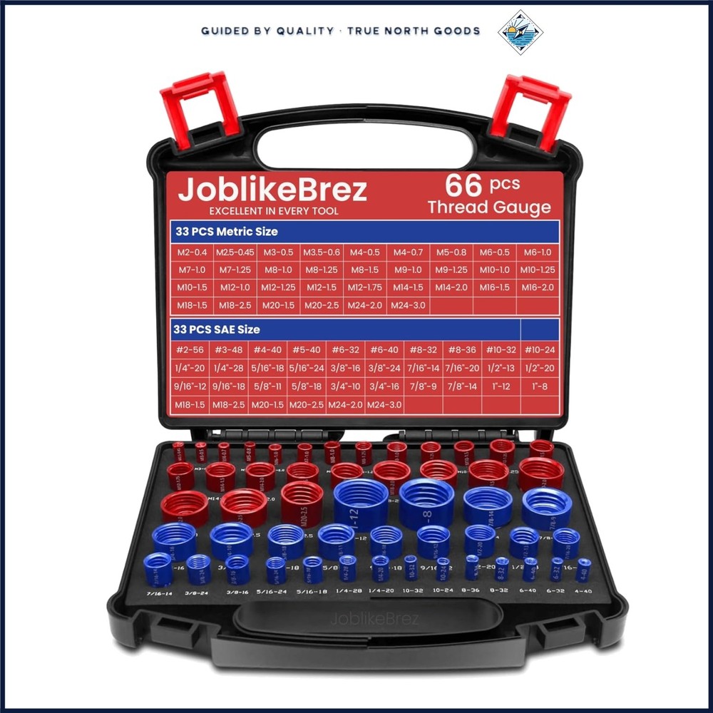 High-Quality Thread Checker Kit with Foam Storage for Standard and Metric Sizes