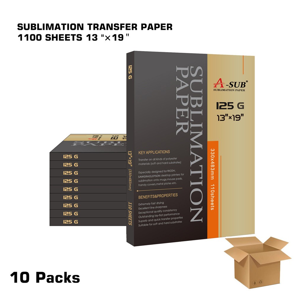 1100 Sheets Wholesale A-SUB Sublimation Paper 13×19 125g Heat Transfer Inkjet