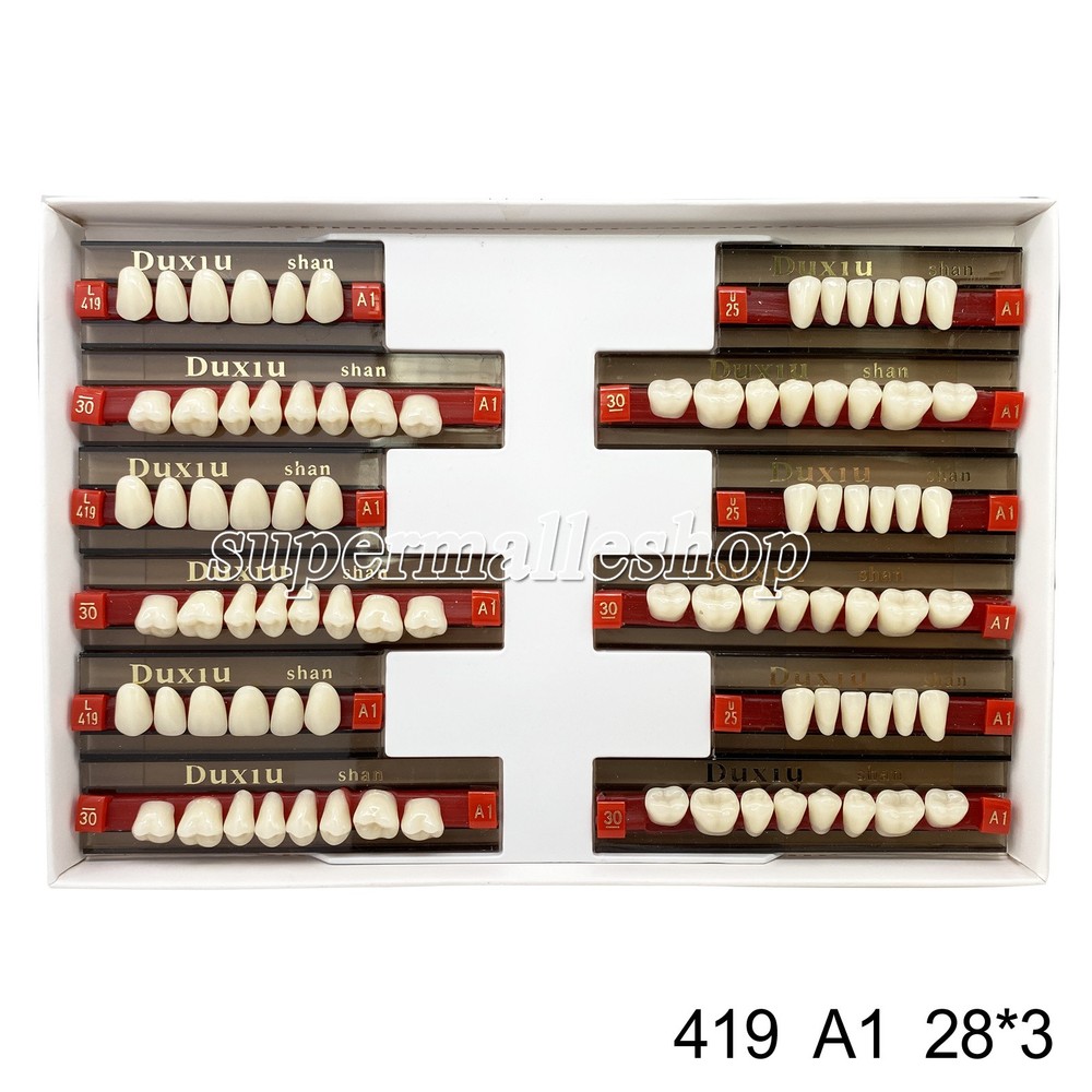 Dental Acrylic Denture Resin Teeth Upper Lower Full Set Shade A1/A2/A3 3/8/16 SD