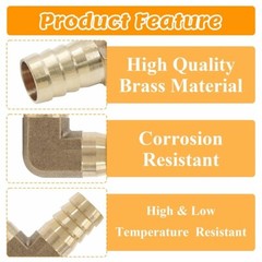 2x Brass 3/4″ Hose Barb Elbow 90 Degree L Right Angle Fitting Water Fuel C431
